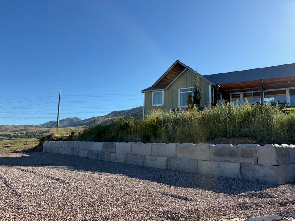 Gallery photos for Stamped Precast Concrete Block Retaining Wall Built to Hold: Image #1