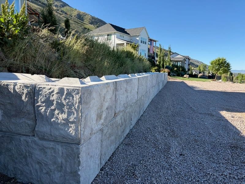 Gallery photos for Stamped Precast Concrete Block Retaining Wall Built to Hold: Image #2