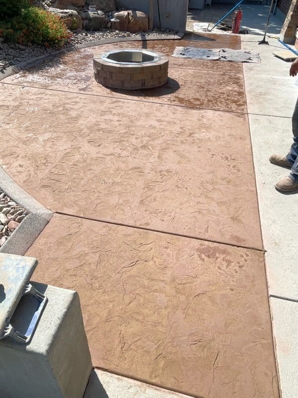 Gallery photos for Stamped Concrete Patio with Fire Pit Almost Ready to Shine: Image #2