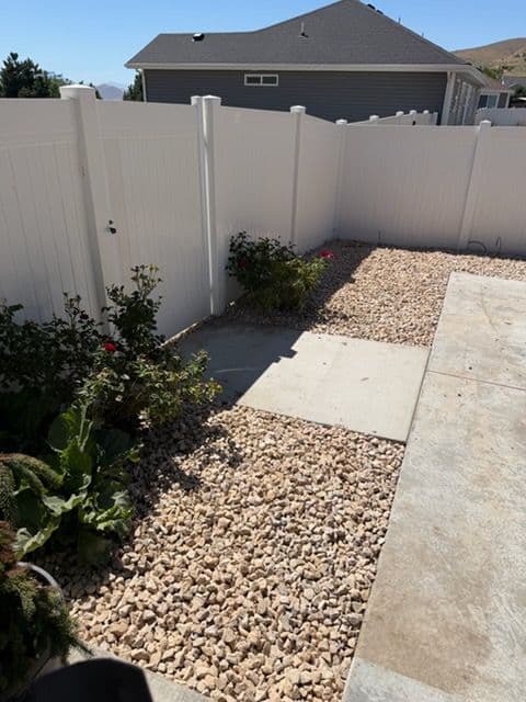 Gallery photos for Backyard Gets Structure With a Retaining Wall and Concrete Patio: Image #1