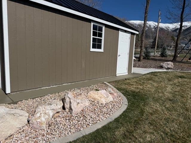Gallery photos for Shed Update with Fresh Gravel and Concrete Borders: Image #1